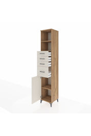 Hyperion Dolap 3 Raflı 4 Çekmeceli Tek Kapaklı 44x44x243 Çam-Aytaşı