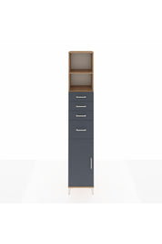 Hyperion Dolap 3 Raflı 4 Çekmeceli Tek Kapaklı 44x44x243 Çam-Antrasit