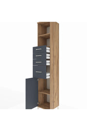 Hyperion Dolap 3 Raflı 4 Çekmeceli Tek Kapaklı 44x44x243 Çam-Antrasit