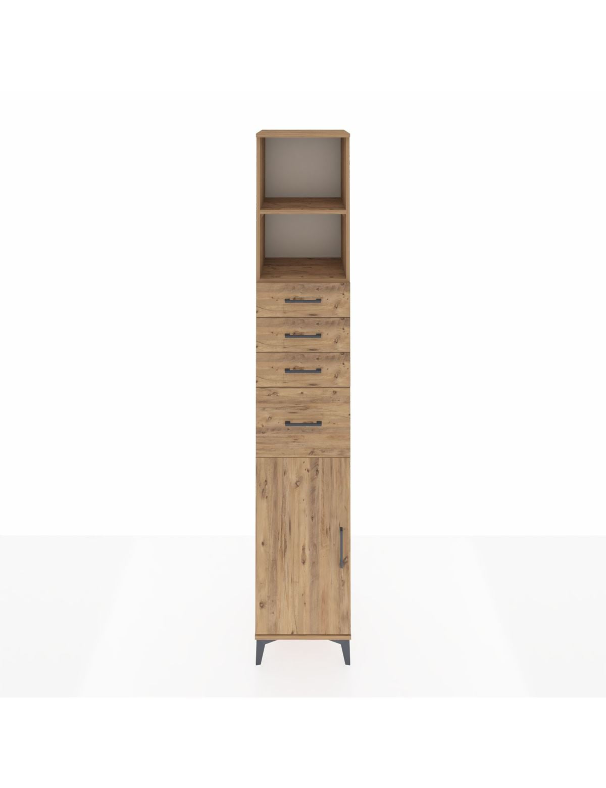 Hyperion Dolap 3 Raflı 4 Çekmeceli Tek Kapaklı 44x44x243 Çam-Çam