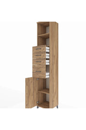 Hyperion Dolap 3 Raflı 4 Çekmeceli Tek Kapaklı 44x44x243 Çam-Çam