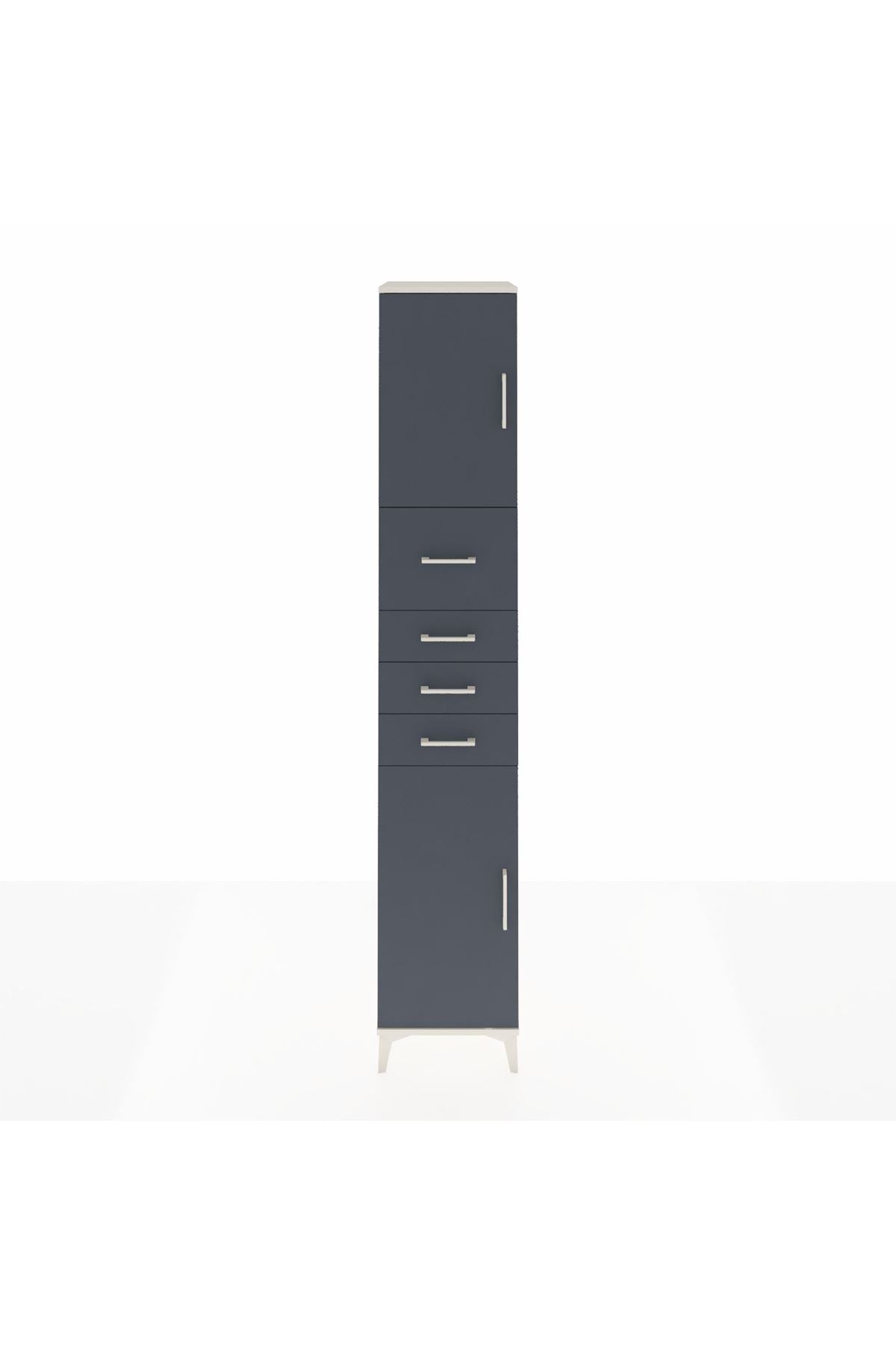 Hyperion Dolap 3 Raflı 4 Çekmeceli 2 Kapaklı 44x44x243 Aytaşı-Antrasit