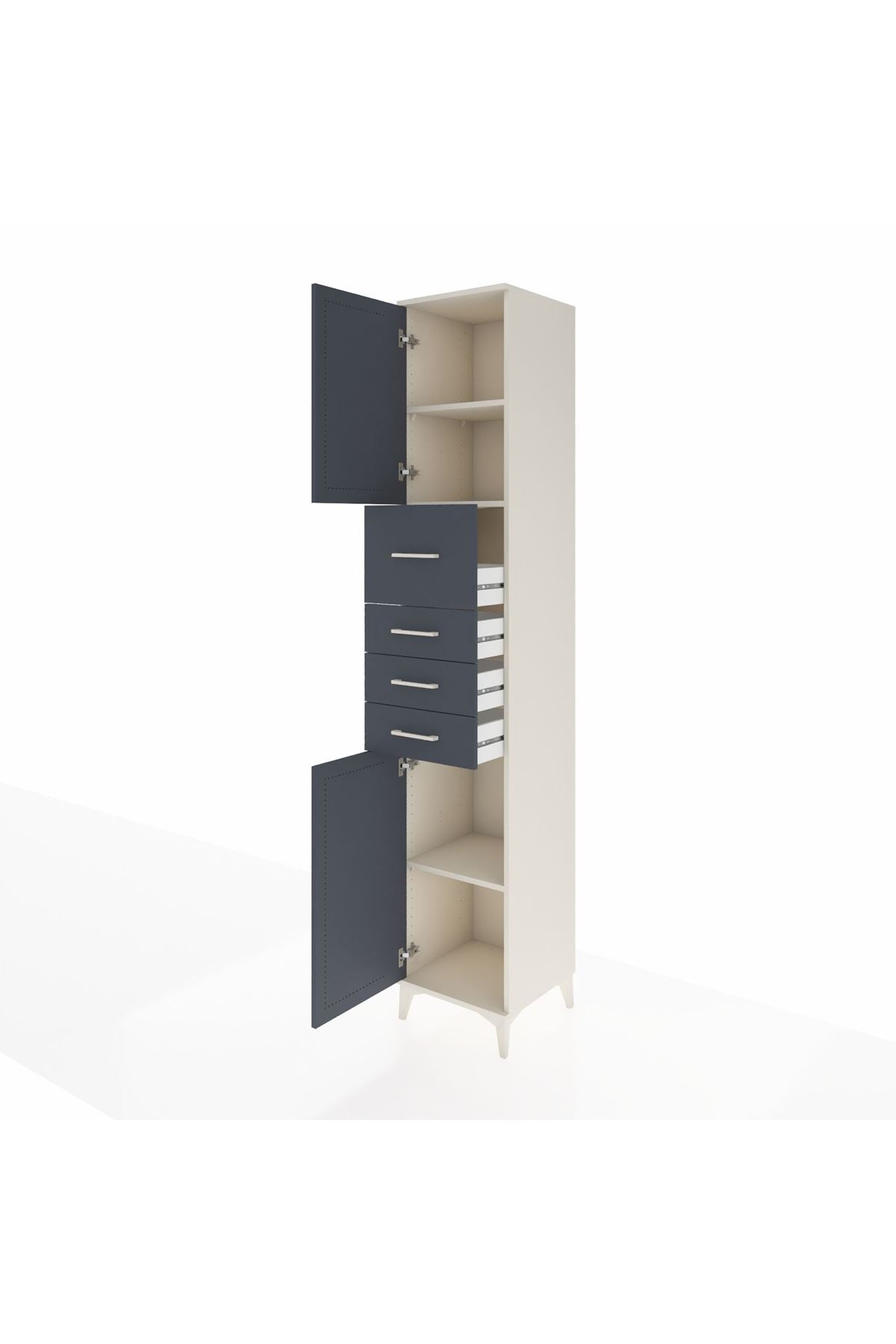 Hyperion Dolap 3 Raflı 4 Çekmeceli 2 Kapaklı 44x44x243 Aytaşı-Antrasit