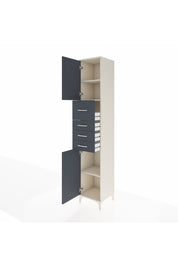 Hyperion Dolap 3 Raflı 4 Çekmeceli 2 Kapaklı 44x44x243 Aytaşı-Antrasit