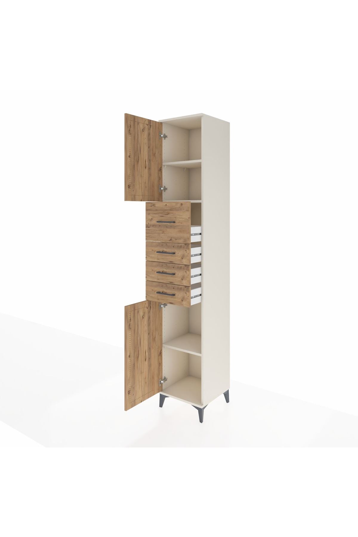 Hyperion Dolap 3 Raflı 4 Çekmeceli 2 Kapaklı 44x44x243 Aytaşı-Çam