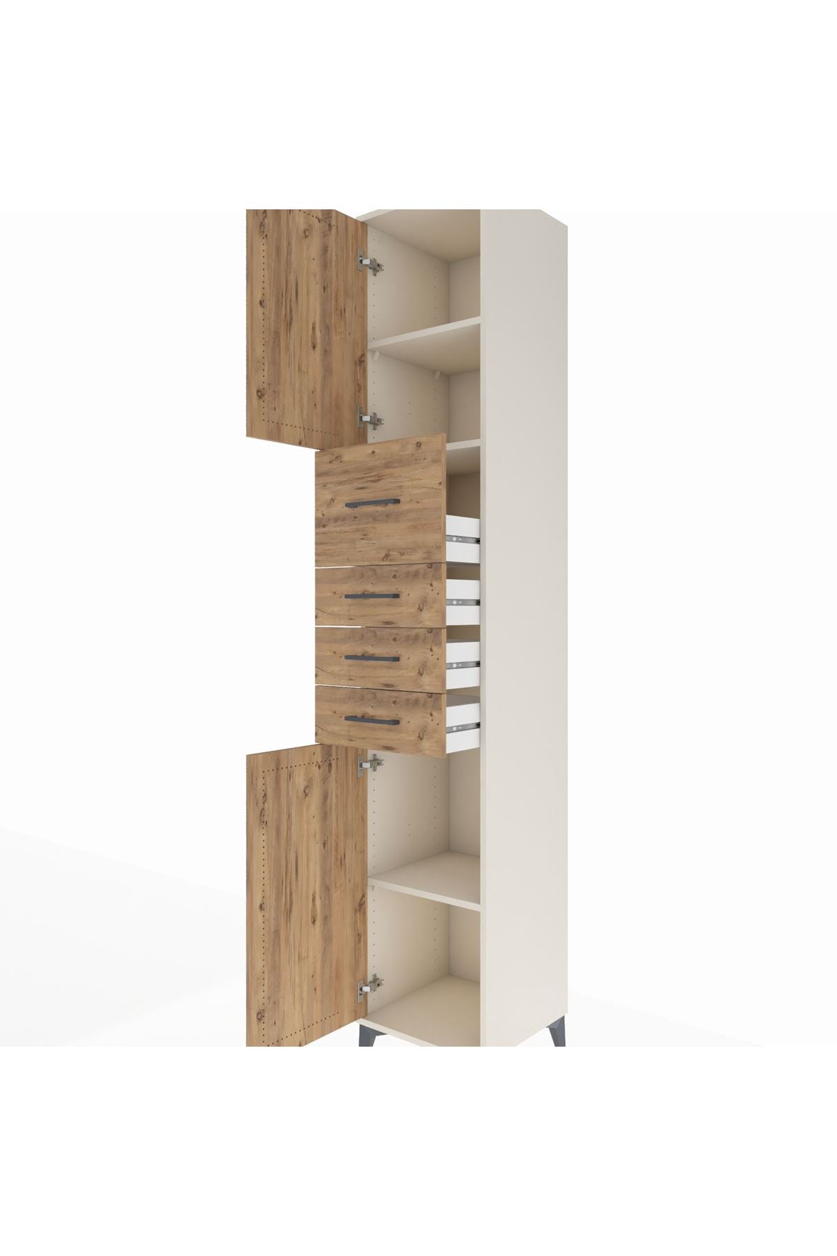 Hyperion Dolap 3 Raflı 4 Çekmeceli 2 Kapaklı 44x44x243 Aytaşı-Çam