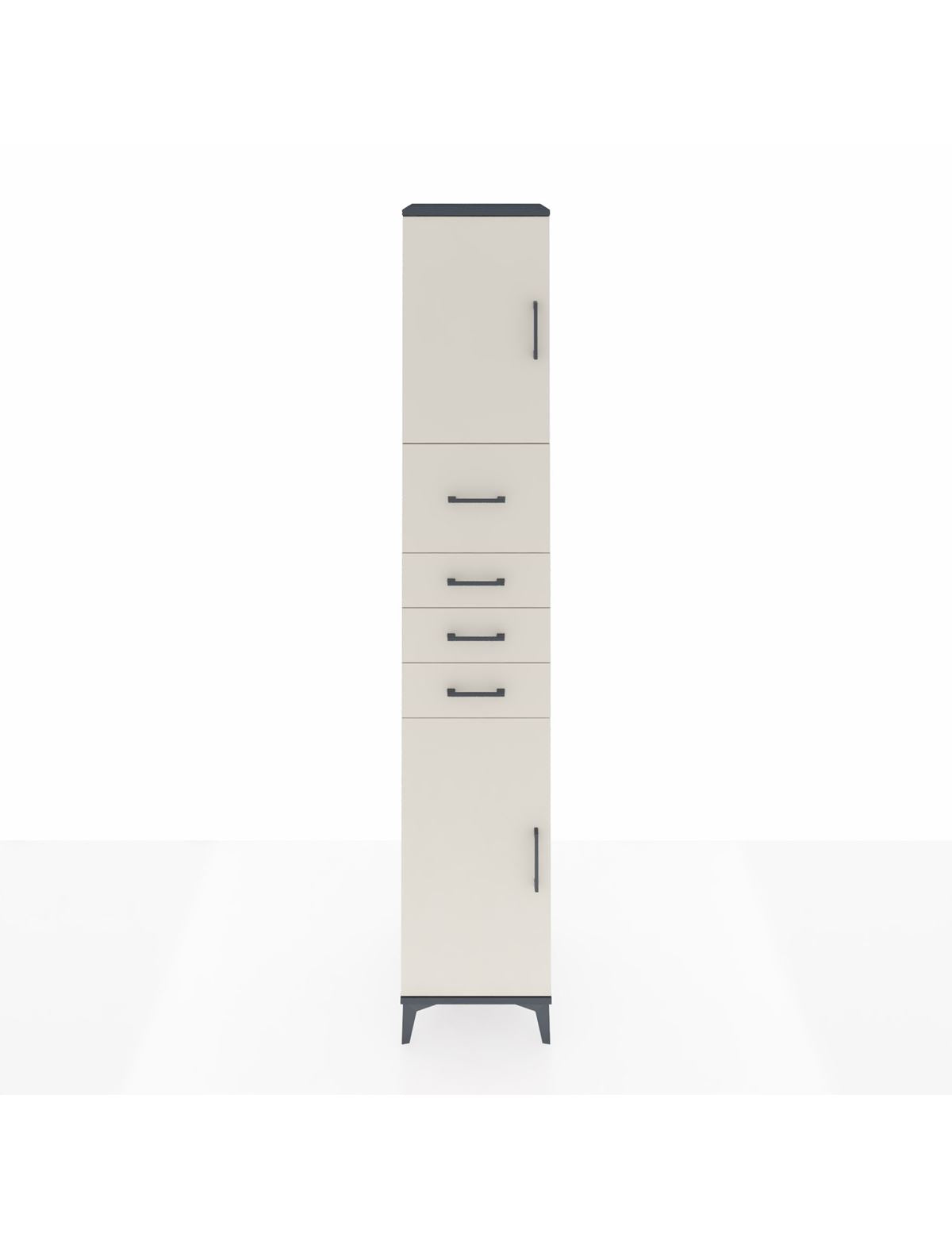 Hyperion Dolap 3 Raflı 4 Çekmeceli 2 Kapaklı 44x44x243 Antrasit-Aytaşı