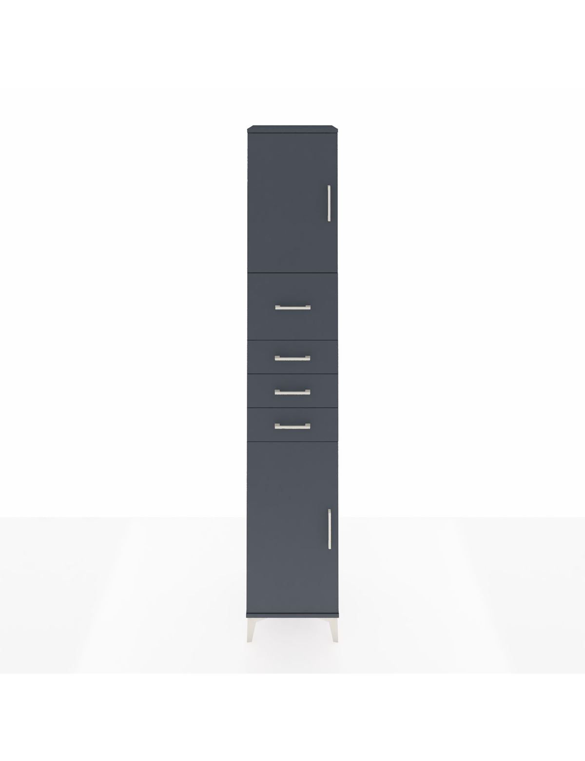 Hyperion Dolap 3 Raflı 4 Çekmeceli 2 Kapaklı 44x44x243 Antrasit-Antrasit