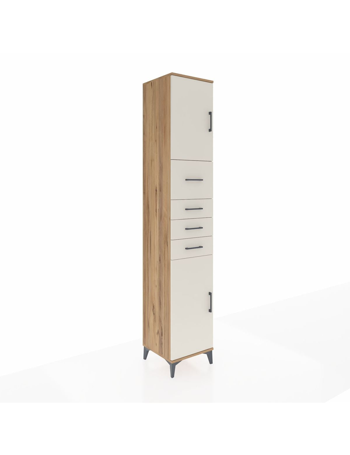 Hyperion Dolap 3 Raflı 4 Çekmeceli 2 Kapaklı 44x44x243 Çam-Aytaşı