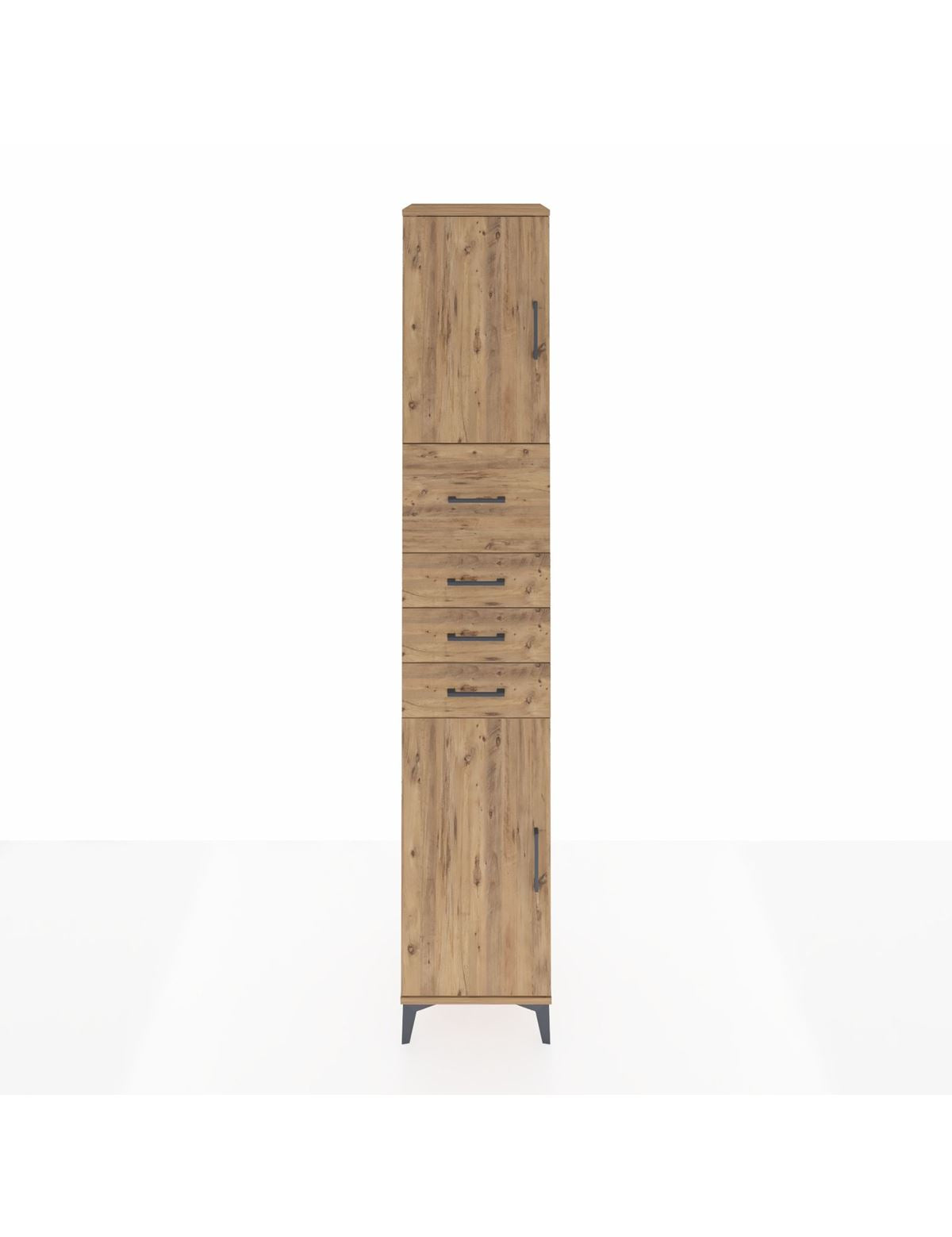 Hyperion Dolap 3 Raflı 4 Çekmeceli 2 Kapaklı 44x44x243 Çam-Çam