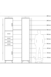 Hyperion Dolap 3 Raflı 4 Çekmeceli 2 Kapaklı 44x44x243 Çam-Çam