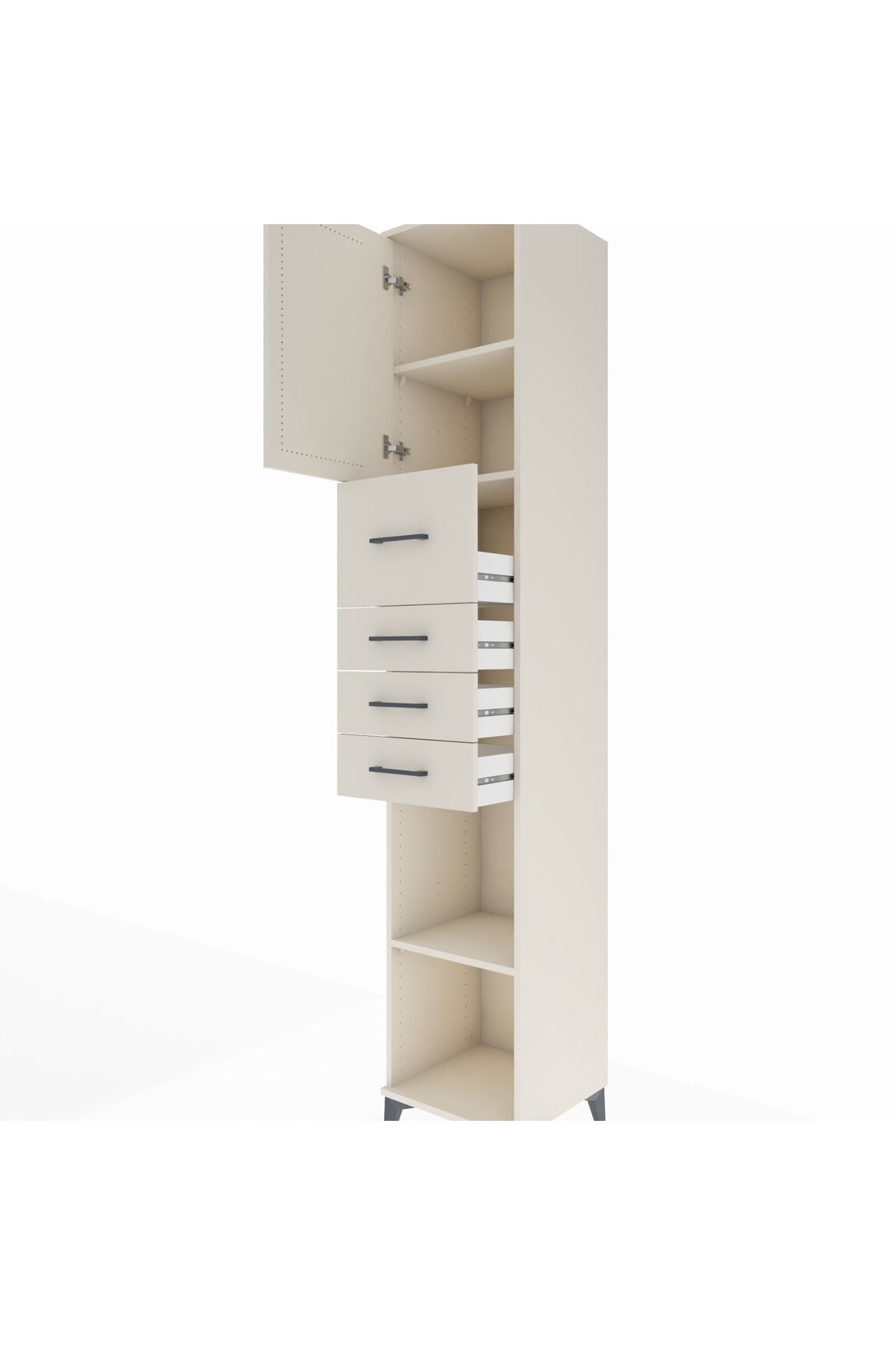 Hyperion Dolap 3 Raflı 4 Çekmeceli Tek Kapaklı 44x44x243 Aytaşı-Aytaşı