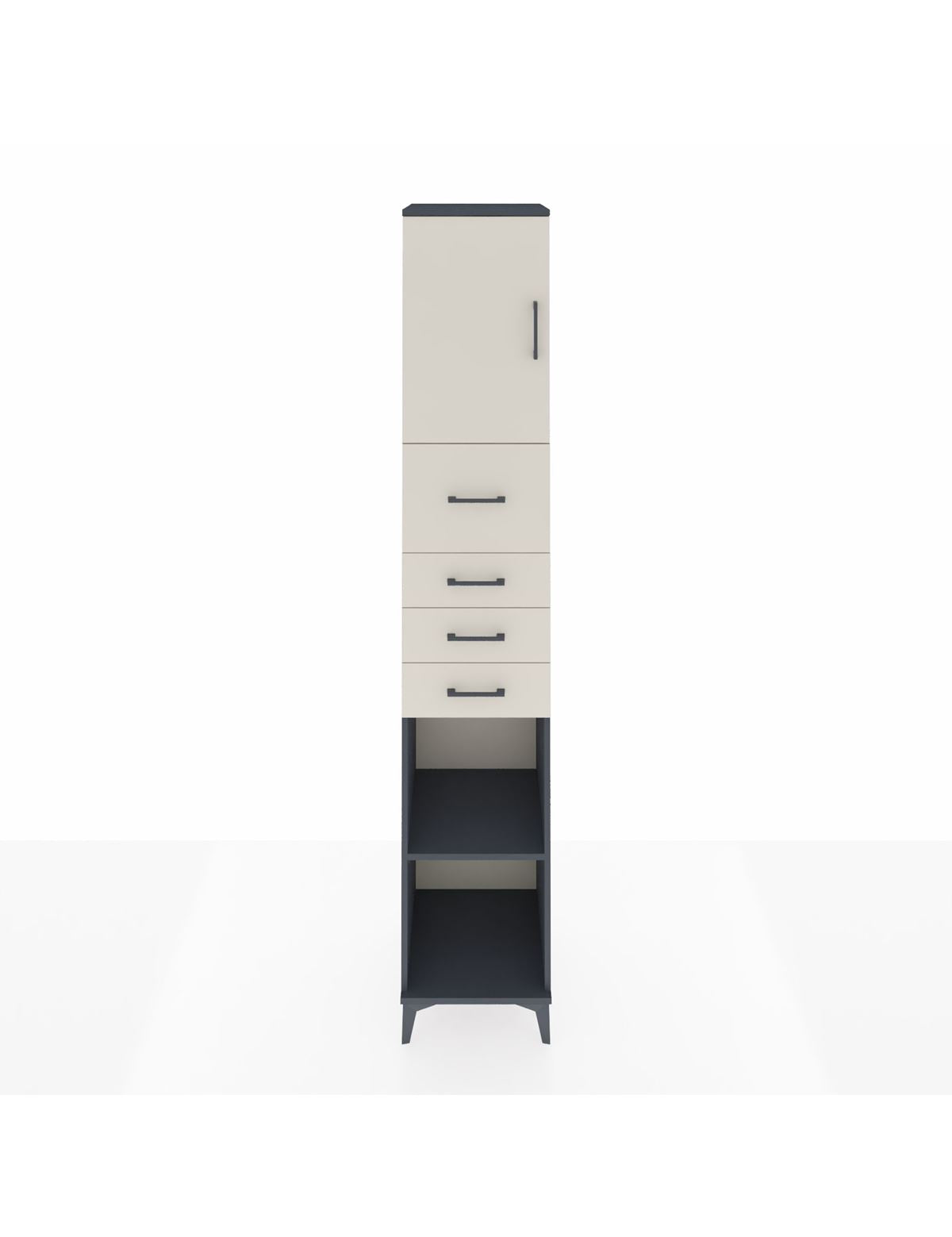 Hyperion Dolap 3 Raflı 4 Çekmeceli Tek Kapaklı 44x44x243 Antrasit-Aytaşı