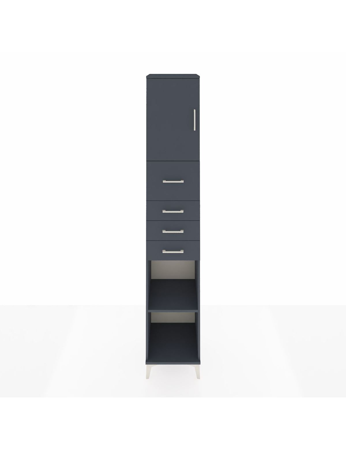 Hyperion Dolap 3 Raflı 4 Çekmeceli Tek Kapaklı 44x44x243 Antrasit-Antrasit