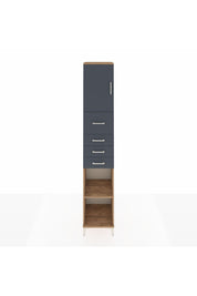 Hyperion Dolap 3 Raflı 4 Çekmeceli Tek Kapaklı 44x44x243 Çam-Antrasit