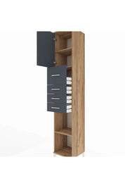 Hyperion Dolap 3 Raflı 4 Çekmeceli Tek Kapaklı 44x44x243 Çam-Antrasit