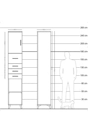 Hyperion Dolap 3 Raflı 4 Çekmeceli Tek Kapaklı 44x44x243 Çam-Antrasit
