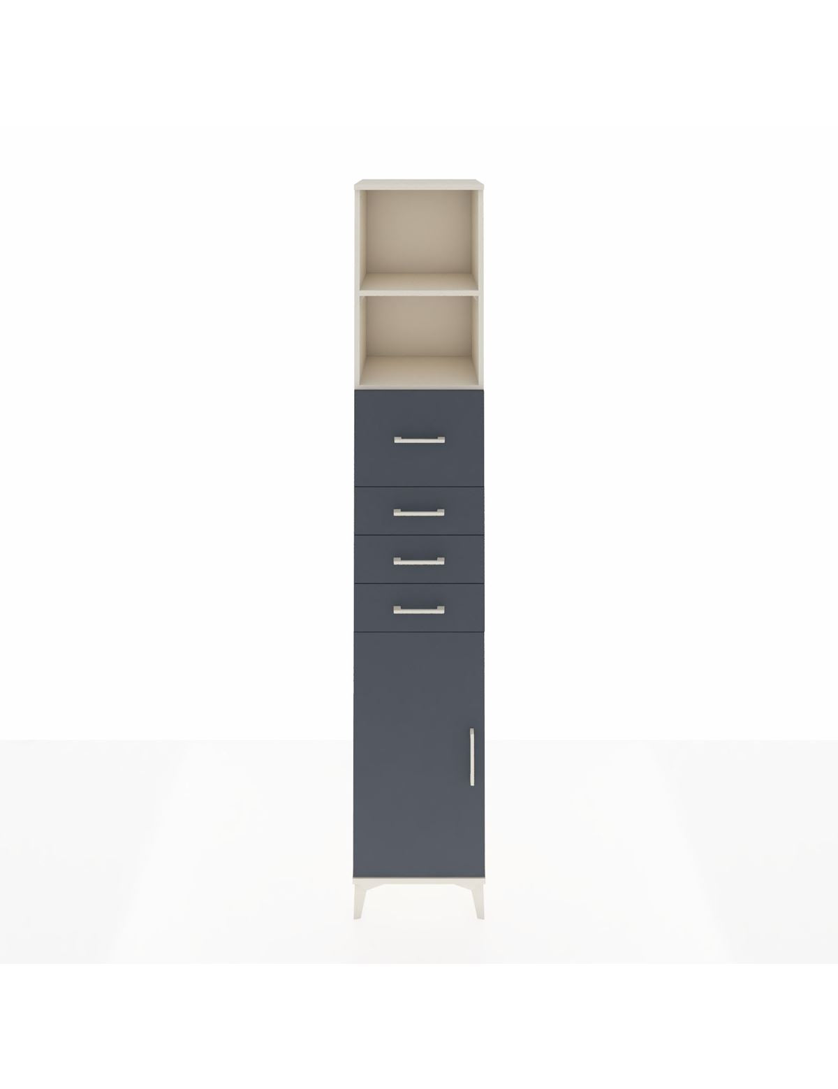 Hyperion Dolap 3 Raflı 4 Çekmeceli Tek Kapaklı 44x44x243 Aytaşı-Antrasit