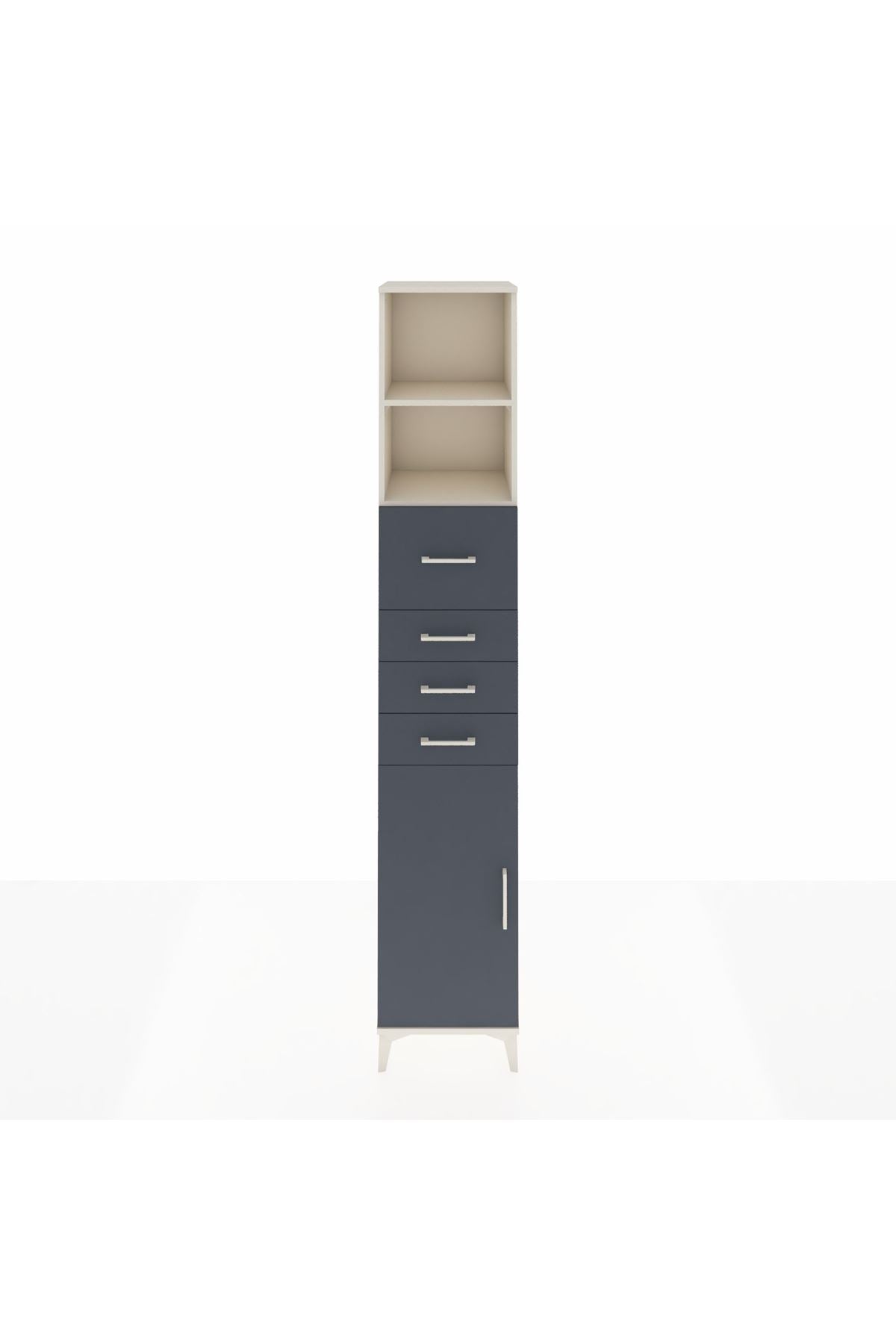 Hyperion Dolap 3 Raflı 4 Çekmeceli Tek Kapaklı 44x44x243 Aytaşı-Antrasit