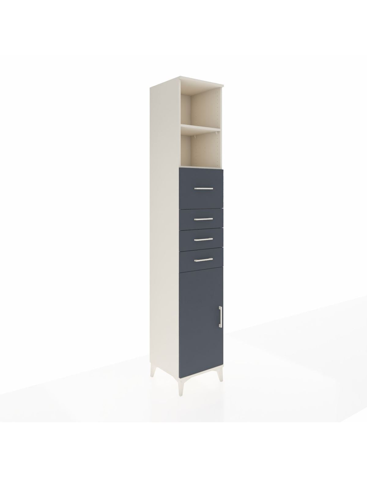 Hyperion Dolap 3 Raflı 4 Çekmeceli Tek Kapaklı 44x44x243 Aytaşı-Antrasit