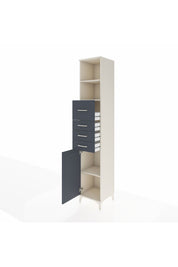 Hyperion Dolap 3 Raflı 4 Çekmeceli Tek Kapaklı 44x44x243 Aytaşı-Antrasit