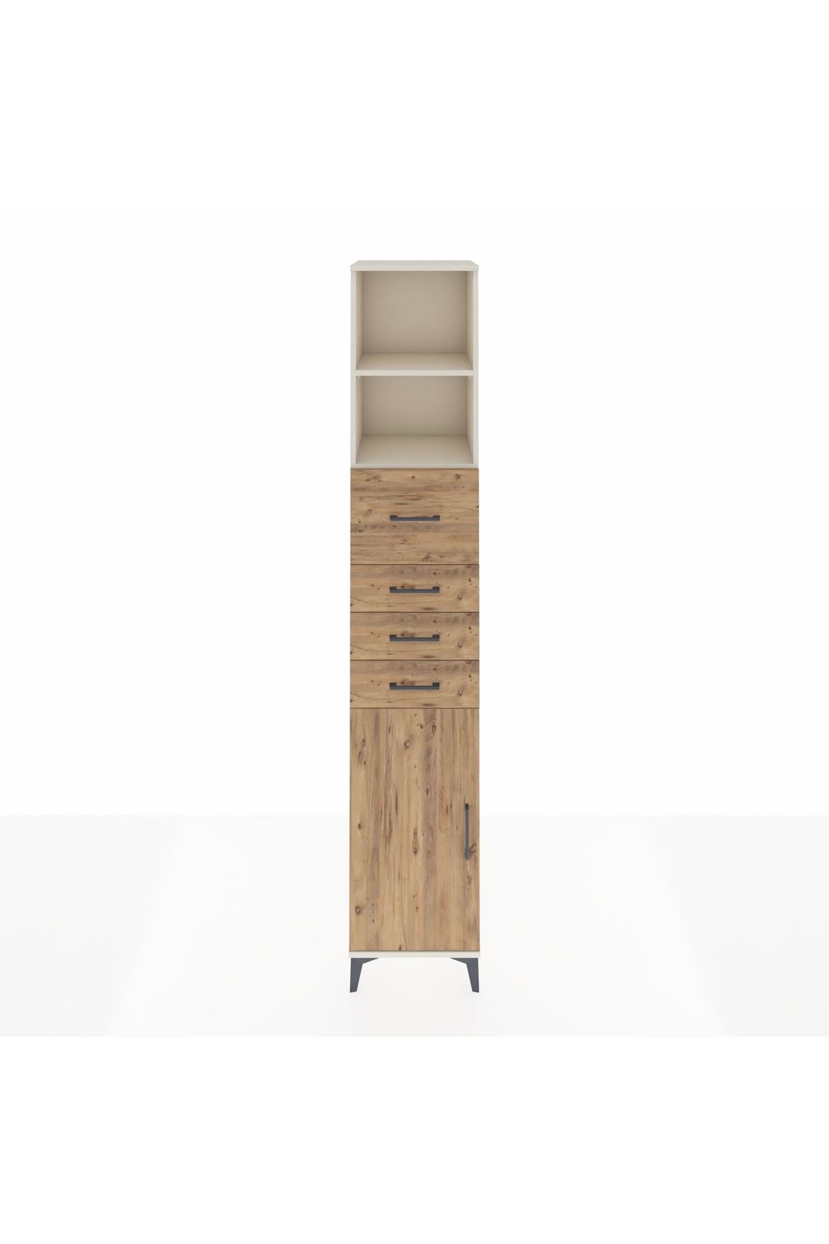 Hyperion Dolap 3 Raflı 4 Çekmeceli Tek Kapaklı 44x44x243 Aytaşı-Çam