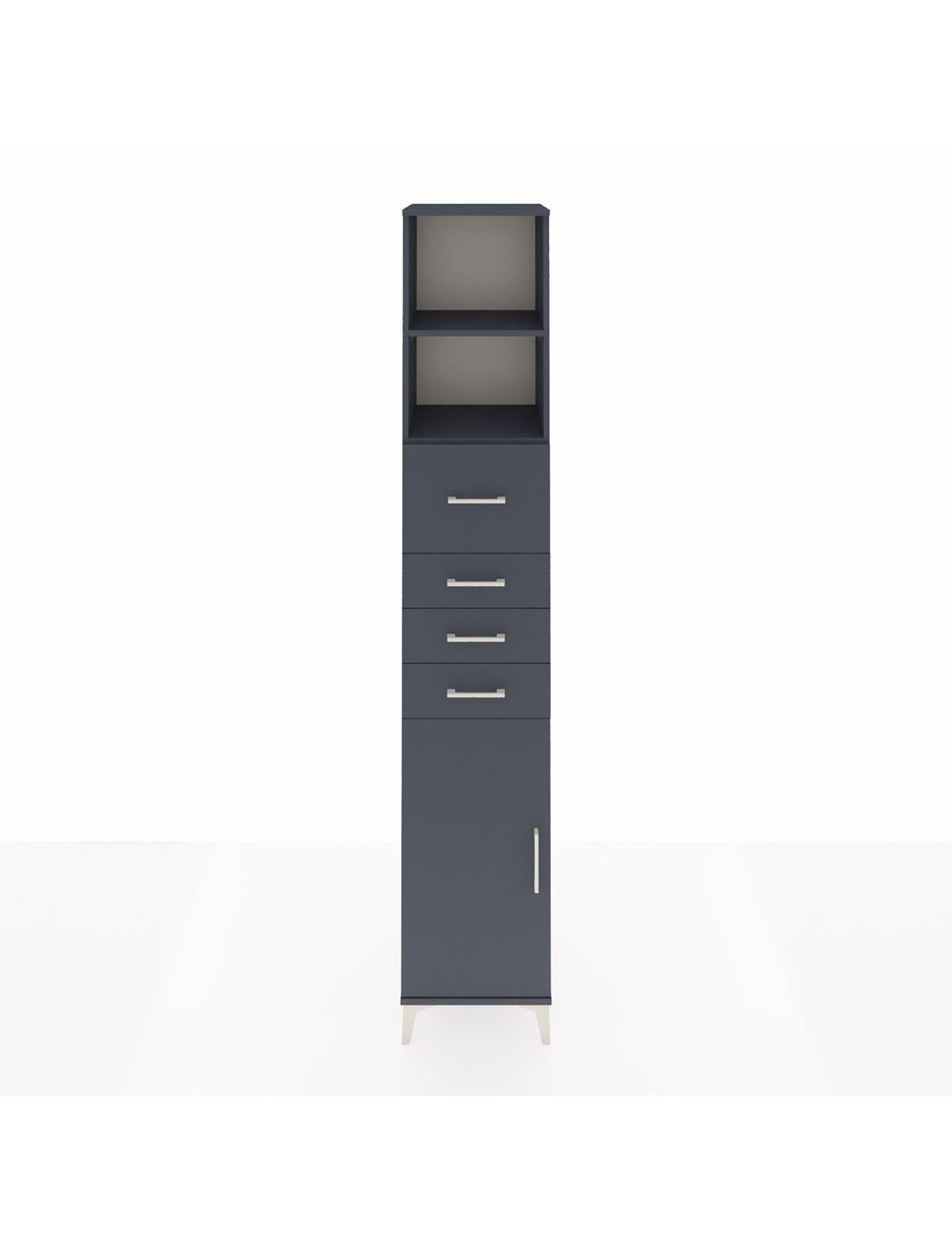 Hyperion Dolap 3 Raflı 4 Çekmeceli Tek Kapaklı 44x44x243 Antrasit-Antrasit