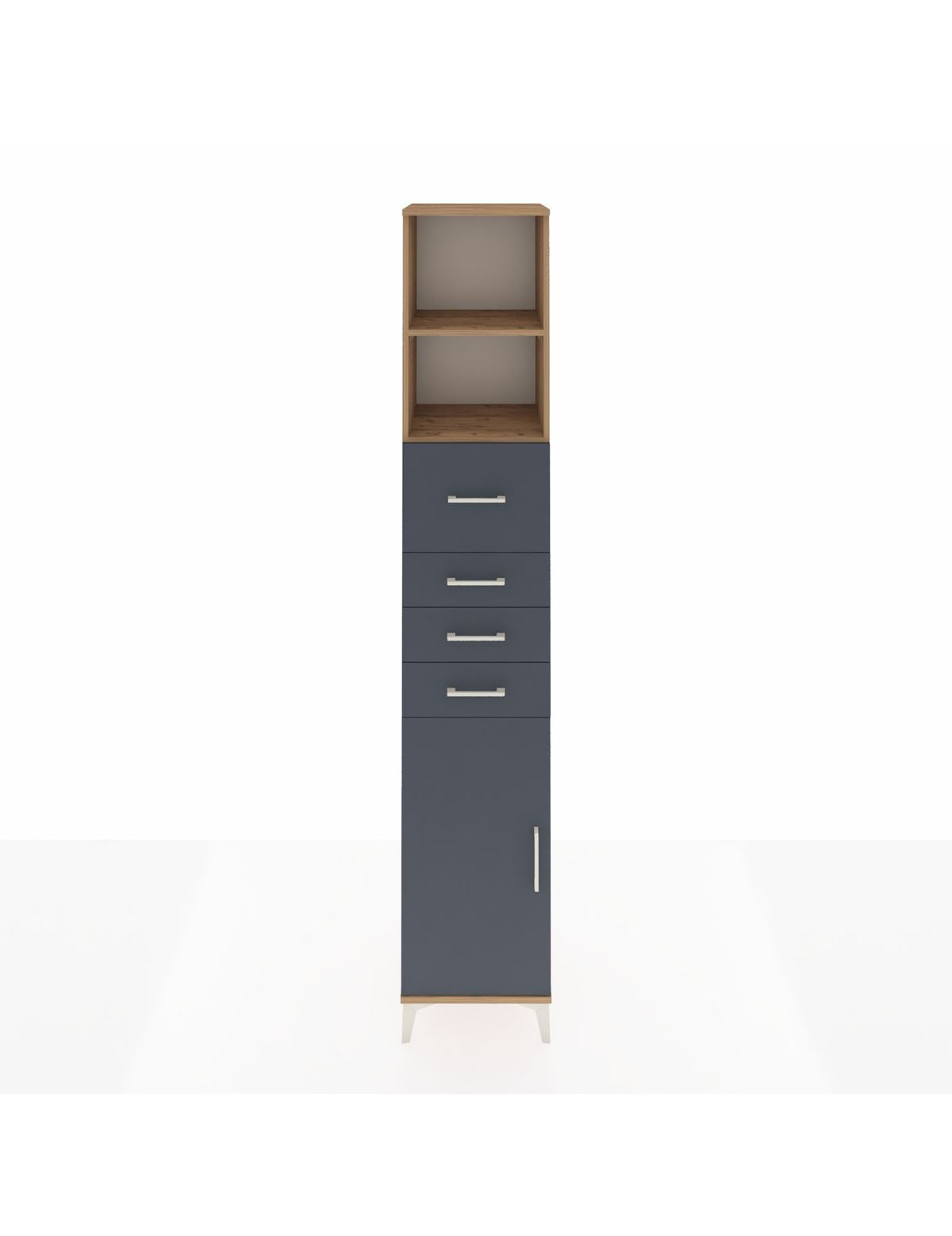 Hyperion Dolap 3 Raflı 4 Çekmeceli Tek Kapaklı 44x44x243 Çam-Antrasit