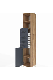 Hyperion Dolap 3 Raflı 4 Çekmeceli Tek Kapaklı 44x44x243 Çam-Antrasit