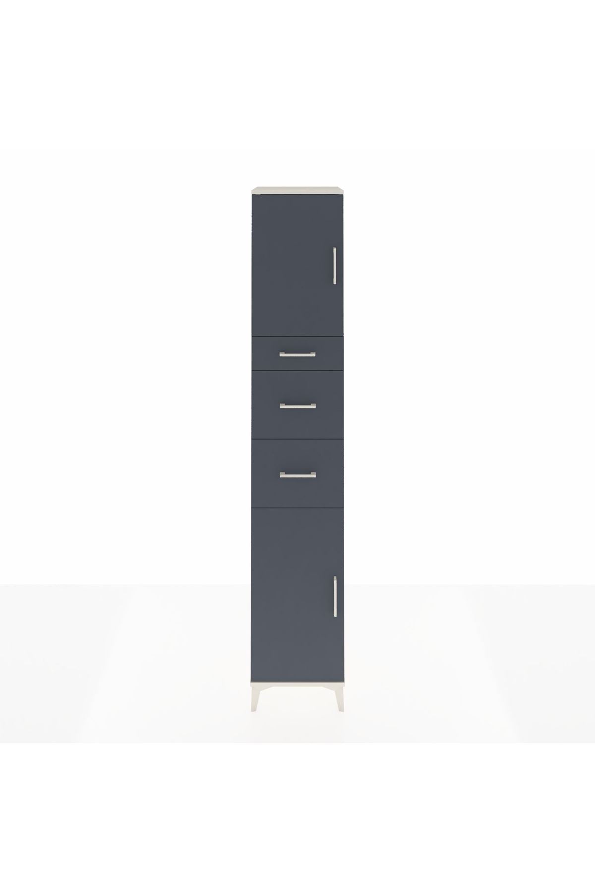 Hyperion Dolap 3 Raflı 3 Çekmeceli 2 Kapaklı 44x44x243 Aytaşı-Antrasit