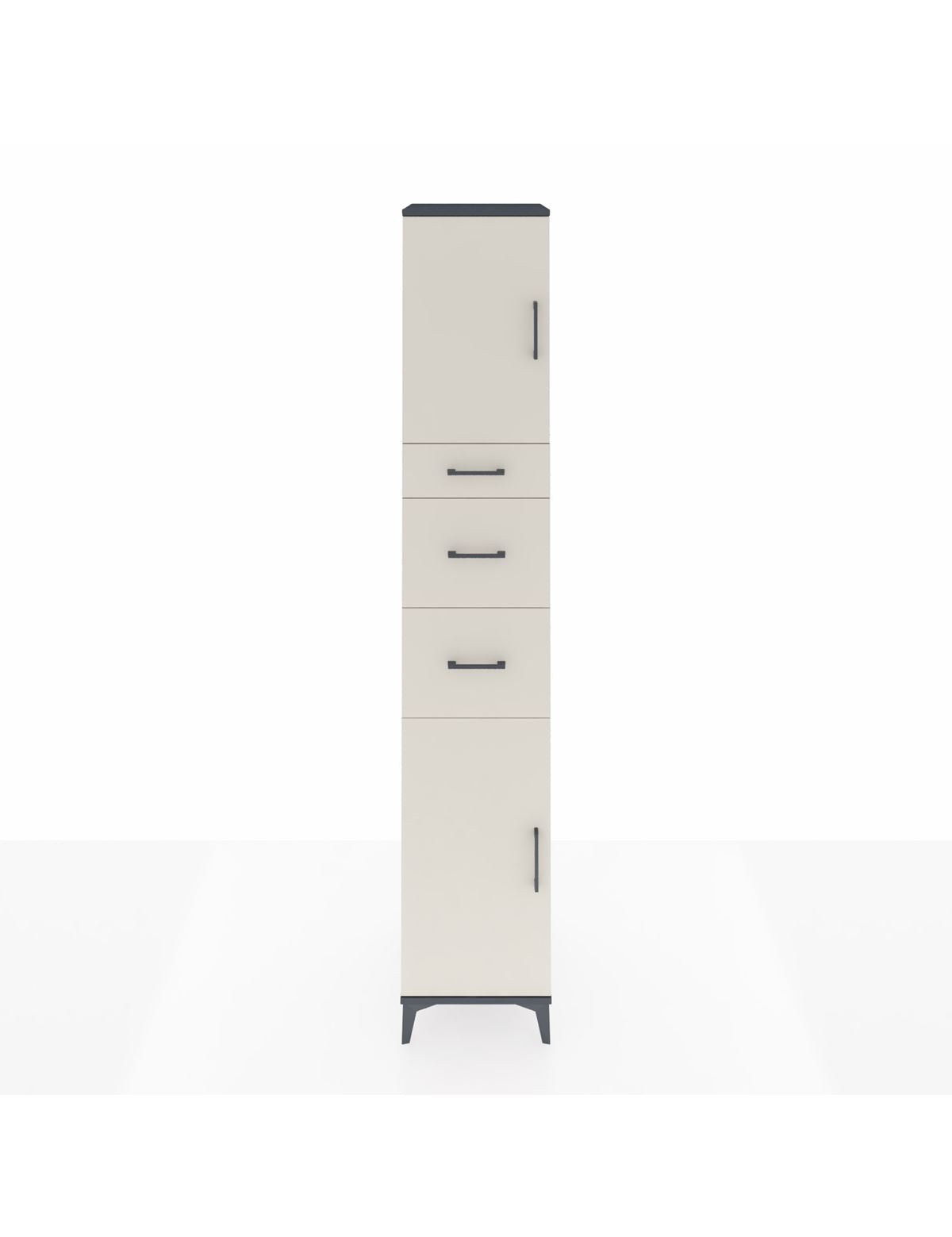 Hyperion Dolap 3 Raflı 3 Çekmeceli 2 Kapaklı 44x44x243 Antrasit-Aytaşı