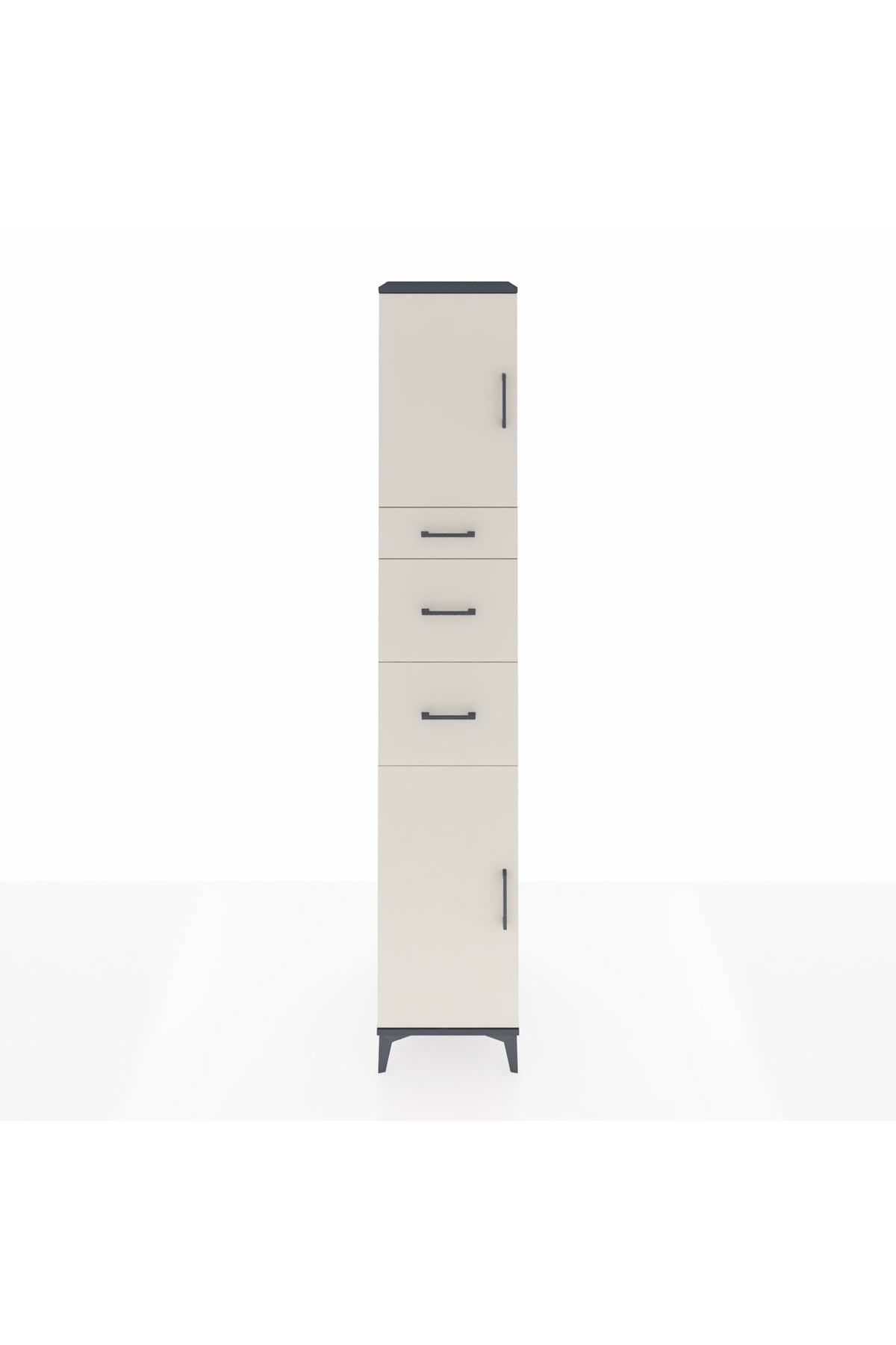 Hyperion Dolap 3 Raflı 3 Çekmeceli 2 Kapaklı 44x44x243 Antrasit-Aytaşı