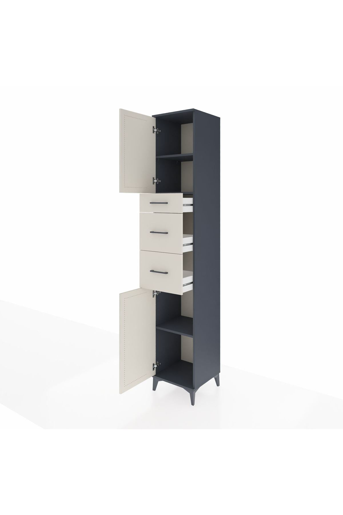 Hyperion Dolap 3 Raflı 3 Çekmeceli 2 Kapaklı 44x44x243 Antrasit-Aytaşı