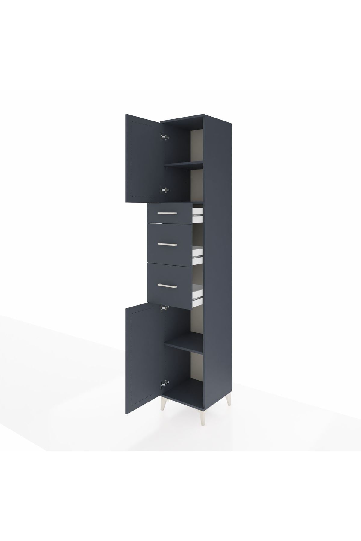 Hyperion Dolap 3 Raflı 3 Çekmeceli 2 Kapaklı 44x44x243 Antrasit-Antrasit