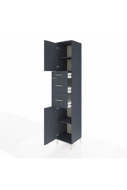 Hyperion Dolap 3 Raflı 3 Çekmeceli 2 Kapaklı 44x44x243 Antrasit-Antrasit