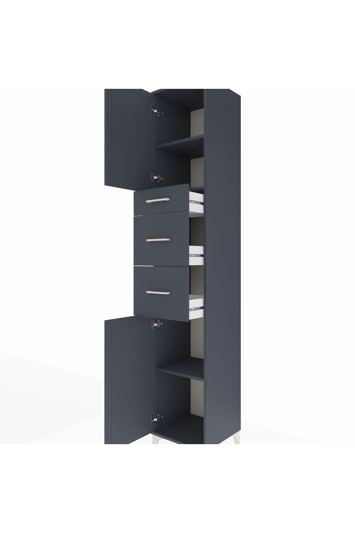 Hyperion Dolap 3 Raflı 3 Çekmeceli 2 Kapaklı 44x44x243 Antrasit-Antrasit