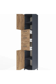 Hyperion Dolap 3 Raflı 3 Çekmeceli 2 Kapaklı 44x44x243 Antrasit-Çam