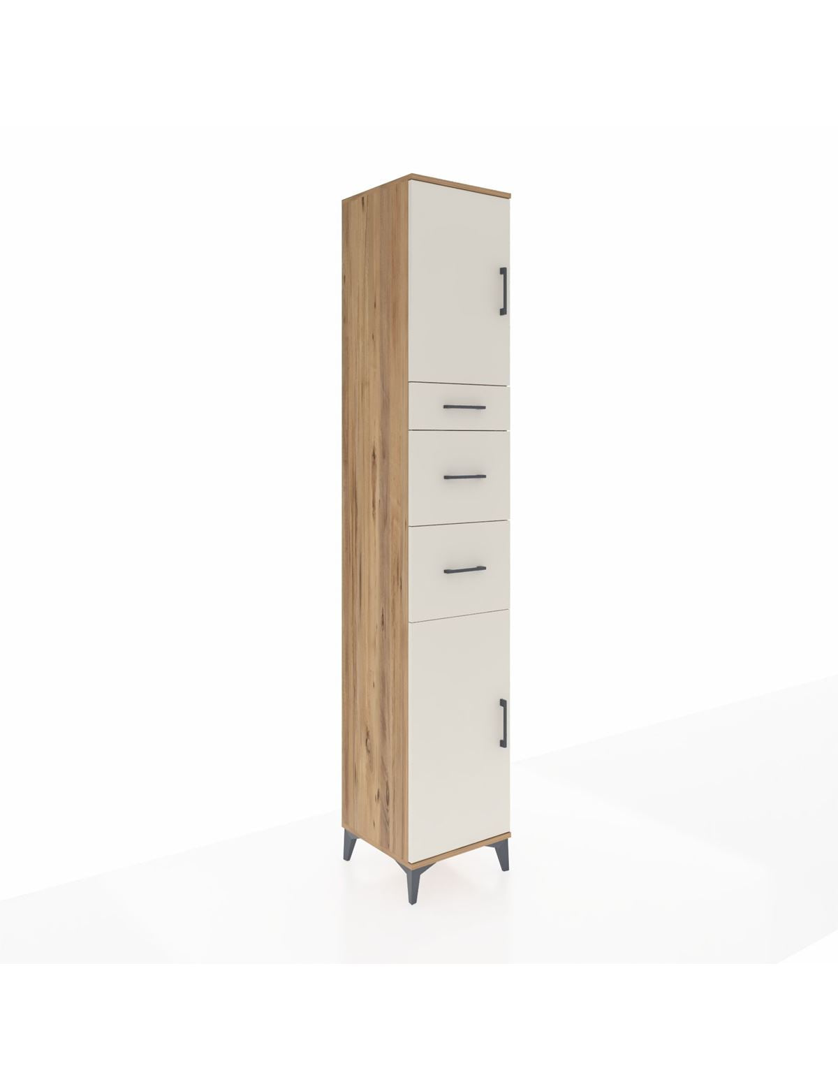 Hyperion Dolap 3 Raflı 3 Çekmeceli 2 Kapaklı 44x44x243 Çam-Aytaşı