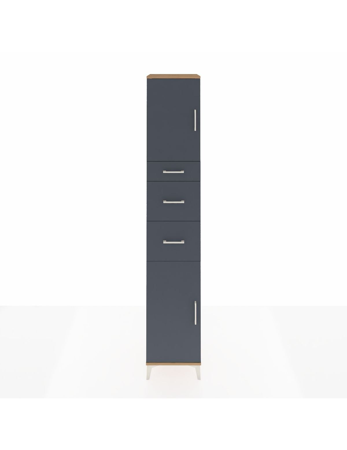 Hyperion Dolap 3 Raflı 3 Çekmeceli 2 Kapaklı 44x44x243 Çam-Antrasit