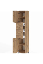 Hyperion Dolap 3 Raflı 3 Çekmeceli 2 Kapaklı 44x44x243 Çam-Çam