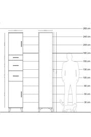 Hyperion Dolap 3 Raflı 3 Çekmeceli 2 Kapaklı 44x44x243 Çam-Çam