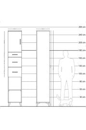 Hyperion Dolap 3 Raflı 3 Çekmeceli Tek Kapaklı 44x44x243 Aytaşı-Aytaşı
