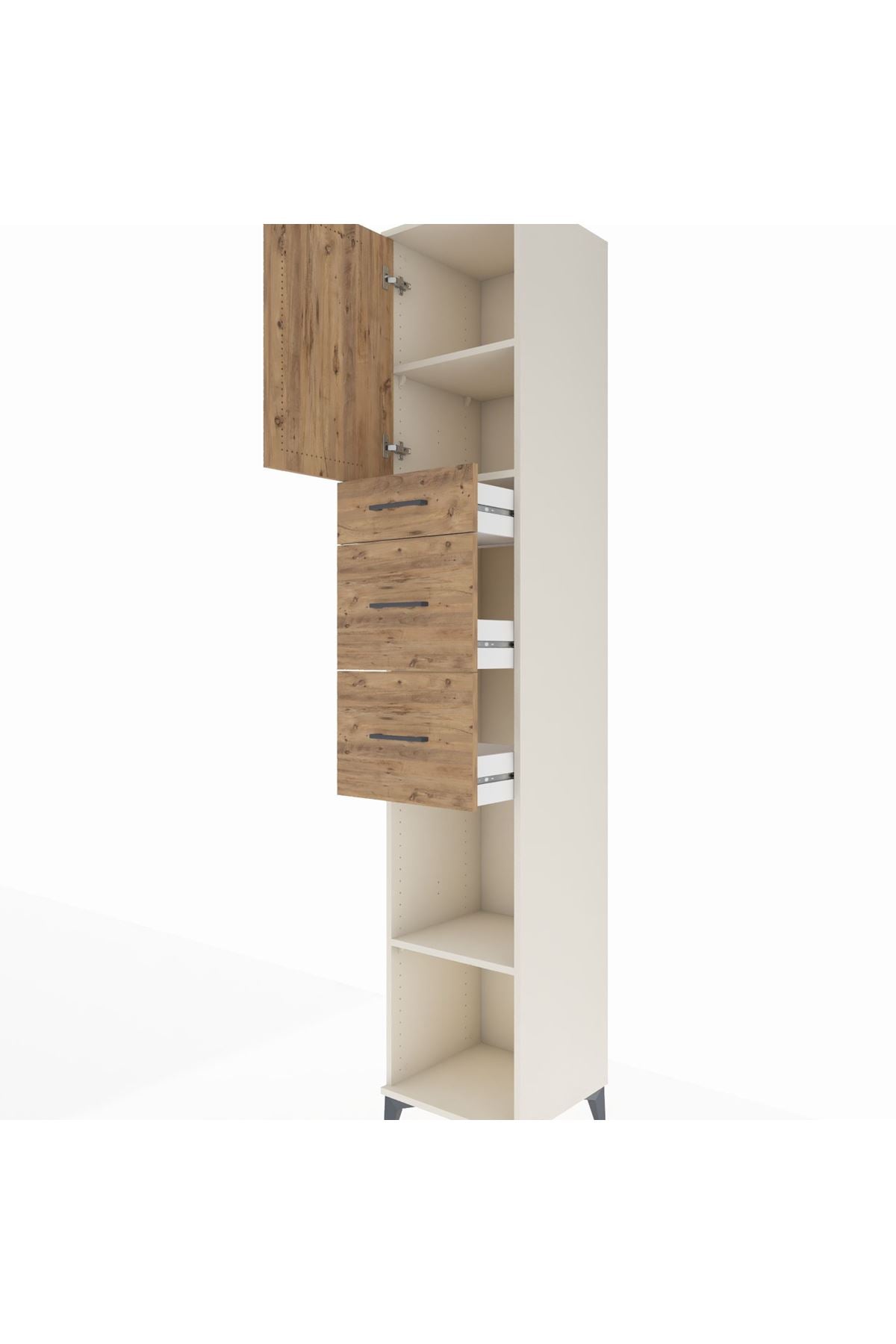 Hyperion Dolap 3 Raflı 3 Çekmeceli Tek Kapaklı 44x44x243 Aytaşı-Çam