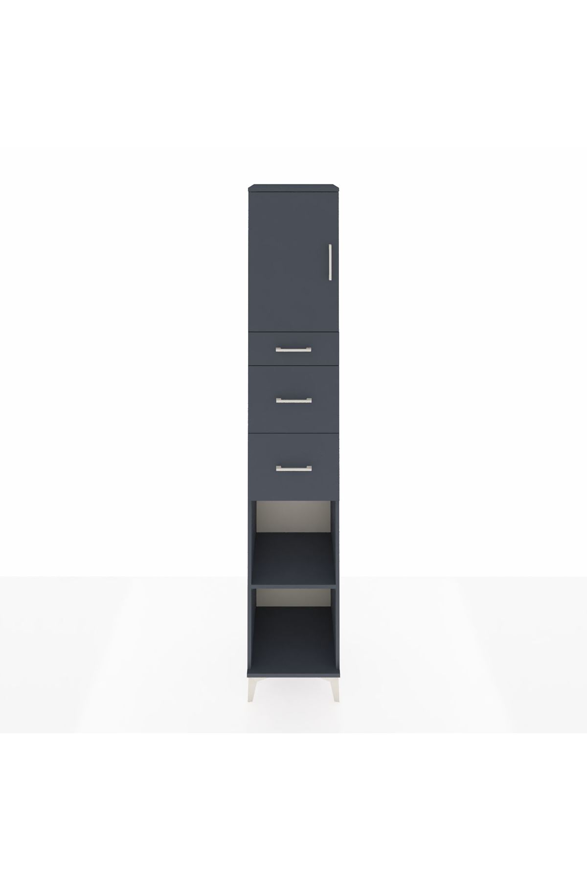 Hyperion Dolap 3 Raflı 3 Çekmeceli Tek Kapaklı 44x44x243 Antrasit-Antrasit