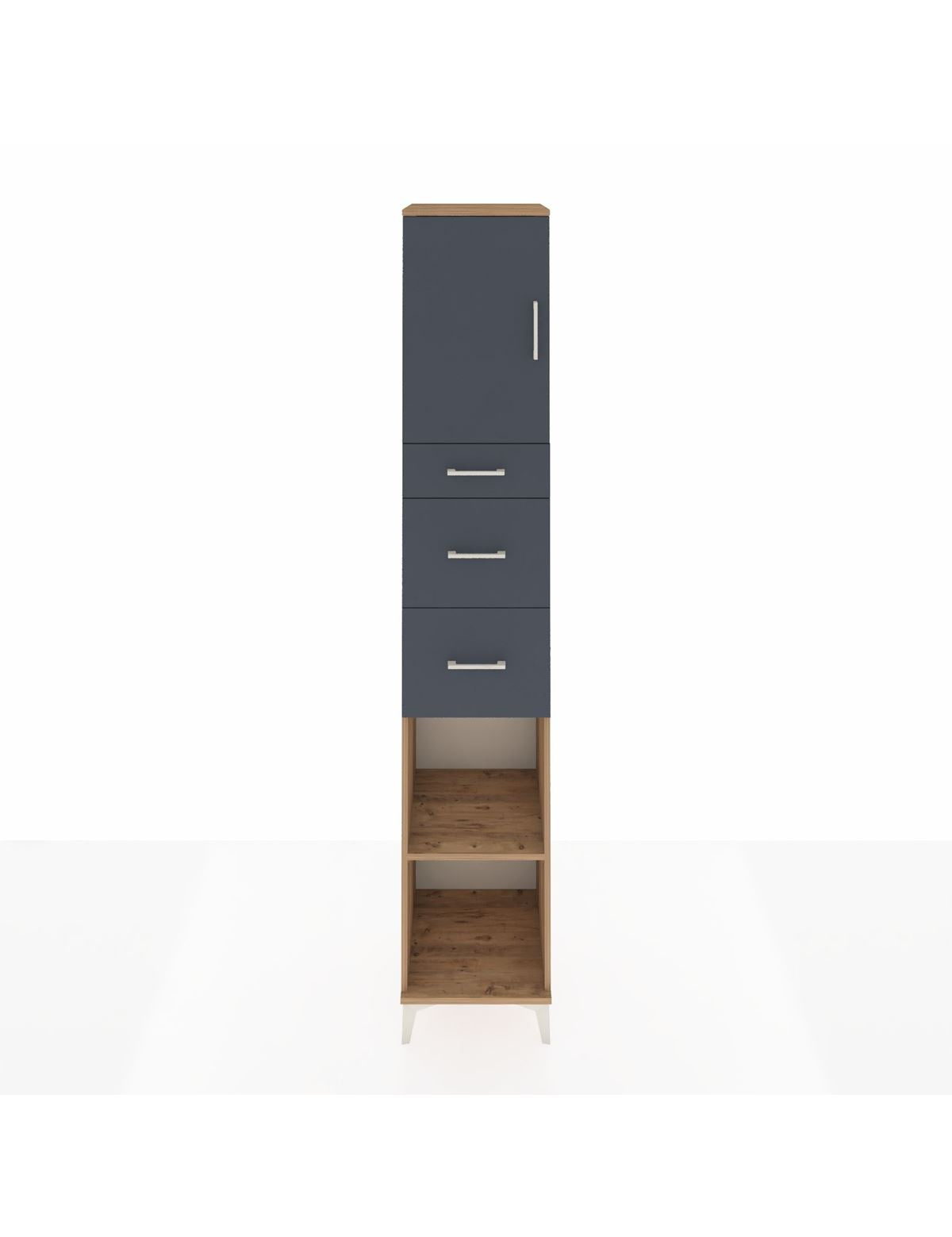 Hyperion Dolap 3 Raflı 3 Çekmeceli Tek Kapaklı 44x44x243 Çam-Antrasit