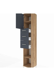 Hyperion Dolap 3 Raflı 3 Çekmeceli Tek Kapaklı 44x44x243 Çam-Antrasit