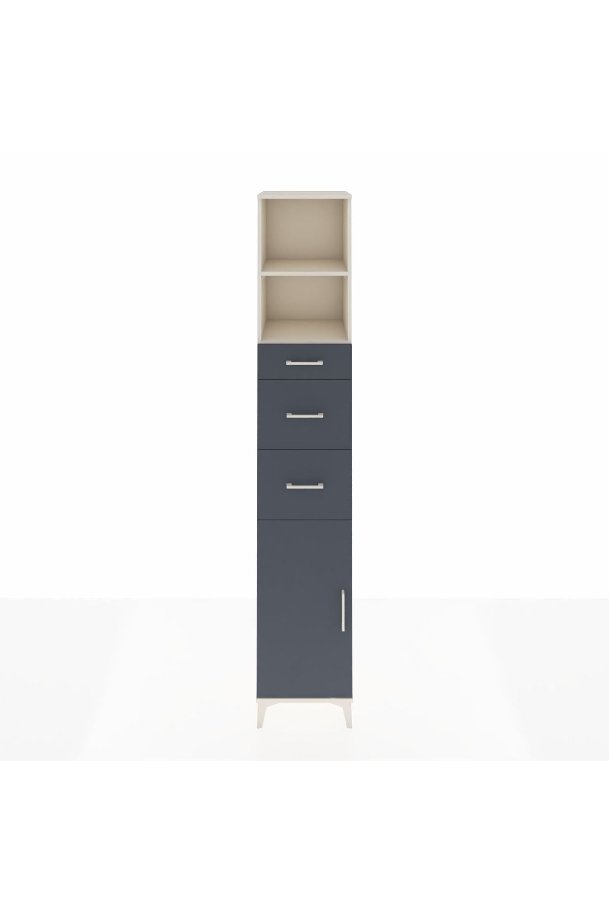 Hyperion Dolap 3 Raflı 3 Çekmeceli Tek Kapaklı 44x44x243 Aytaşı-Antrasit