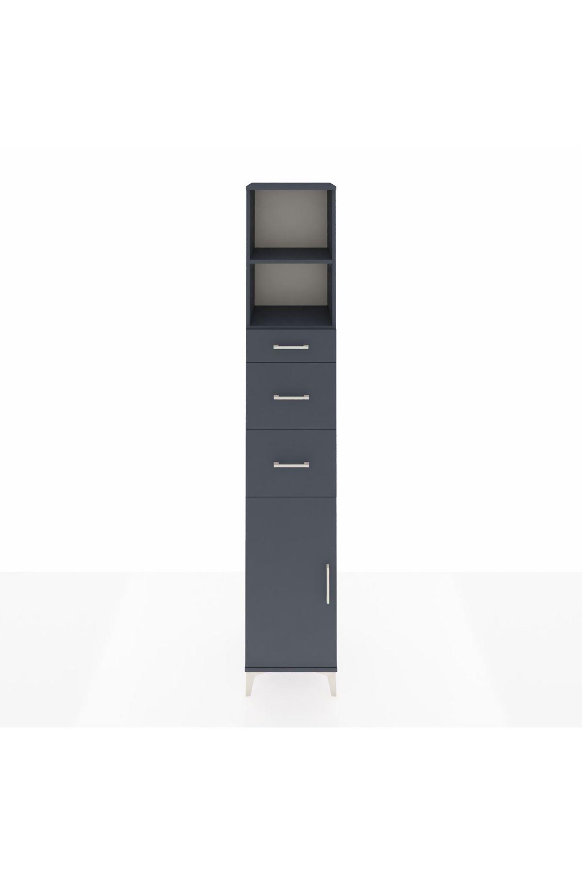 Hyperion Dolap 3 Raflı 3 Çekmeceli Tek Kapaklı 44x44x243 Antrasit-Antrasit