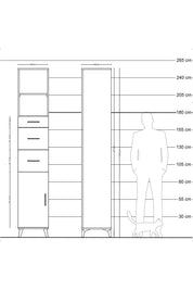 Hyperion Dolap 3 Raflı 3 Çekmeceli Tek Kapaklı 44x44x243 Antrasit-Çam