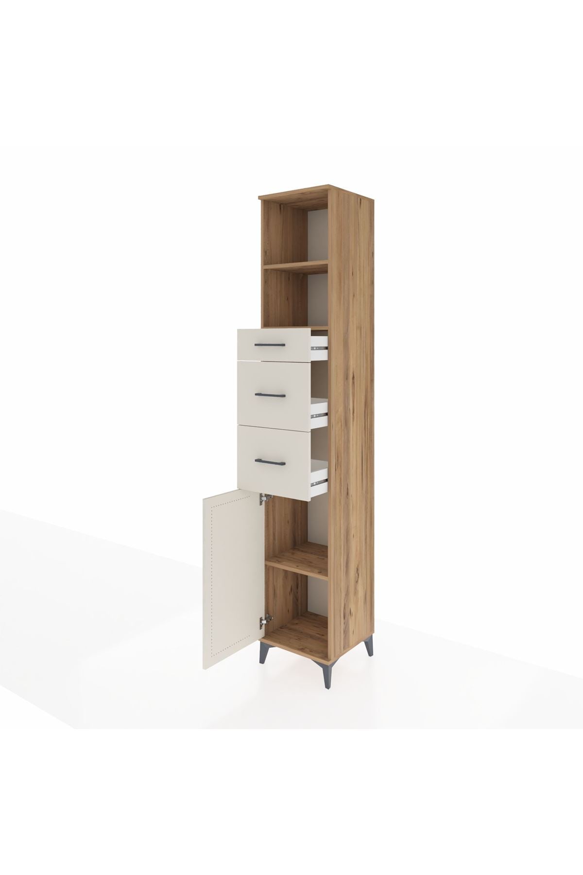 Hyperion Dolap 3 Raflı 3 Çekmeceli Tek Kapaklı 44x44x243 Çam-Aytaşı